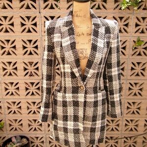 Zara Stylish Black and White Plaid Women's Coat
